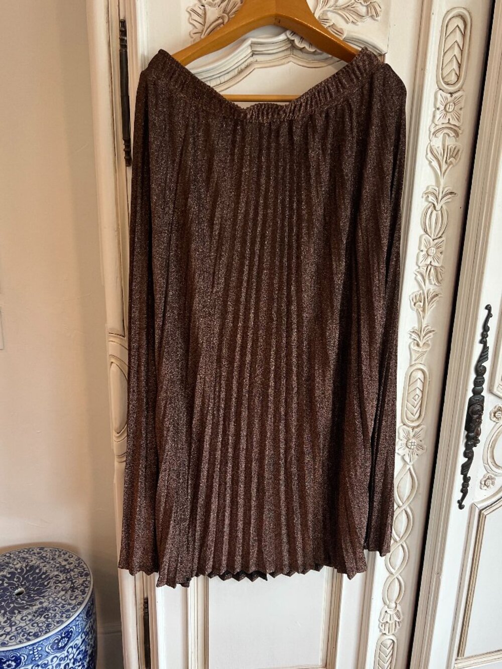 Lane Bryant 14/16 metallic brown pleated skirt